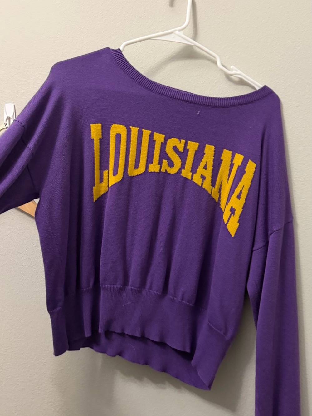 Le Lis Purple Pullover with Yellow Arch Text